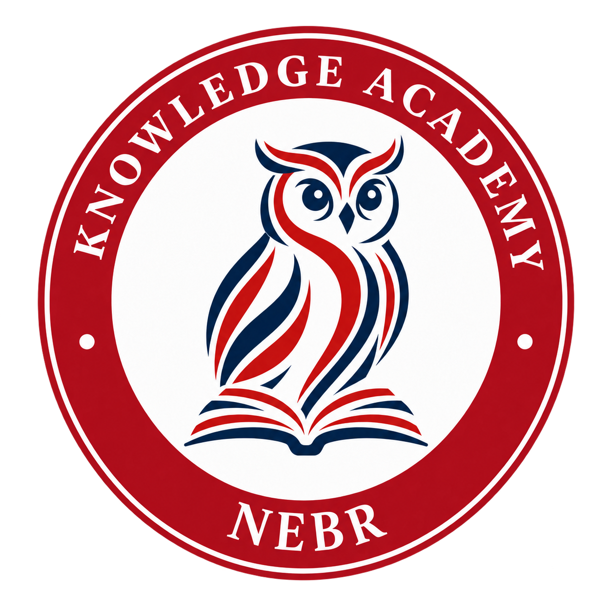 NEBR Knowledge Academy logo with owl and open book